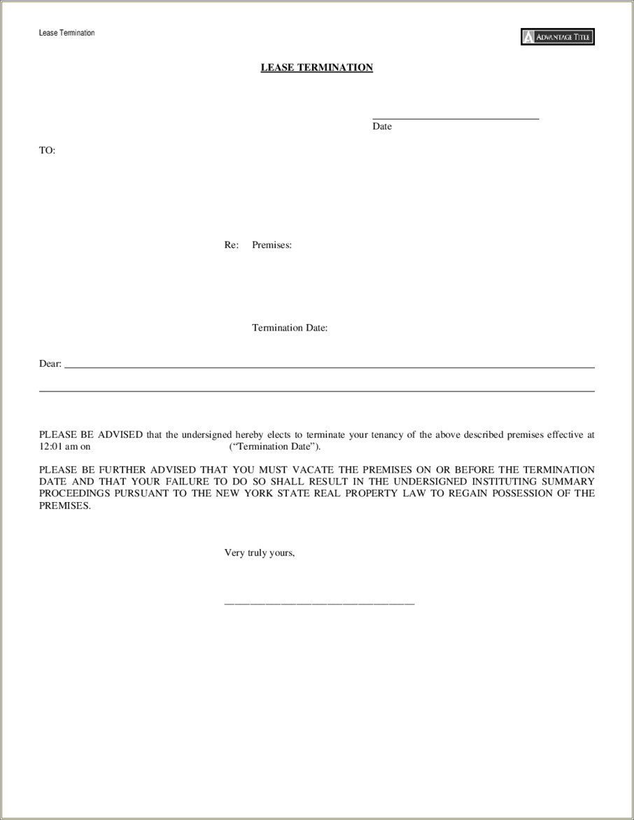 Free 90 Day Lease Termination Template