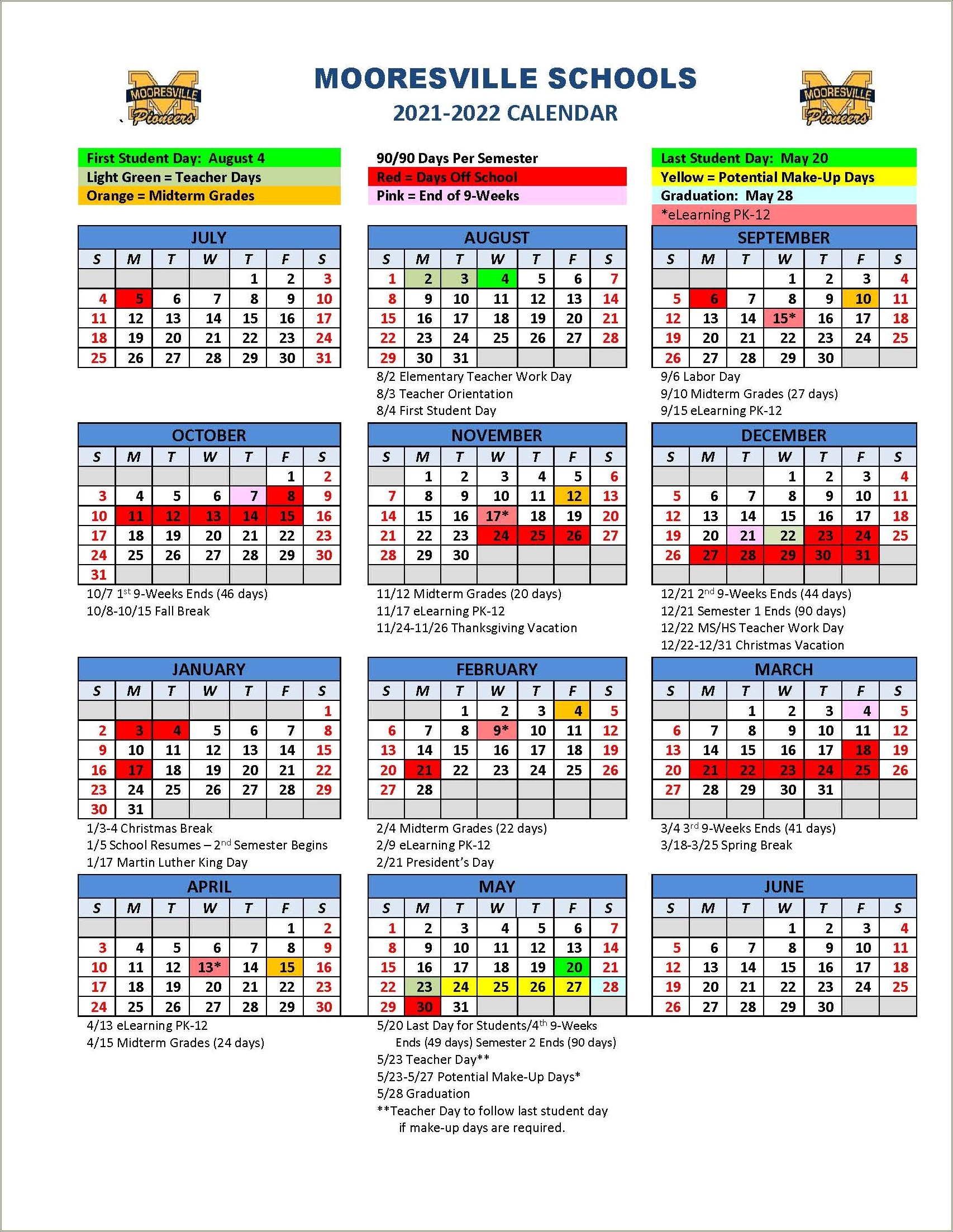 Free Academic Calendar Template 20 21