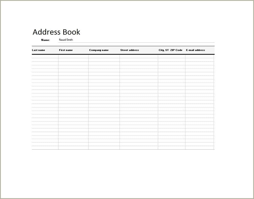 Free Address Book Templates For Word