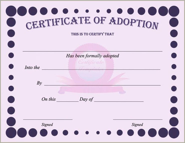 Free Adoption Certificate Template Wordcguinea Pig