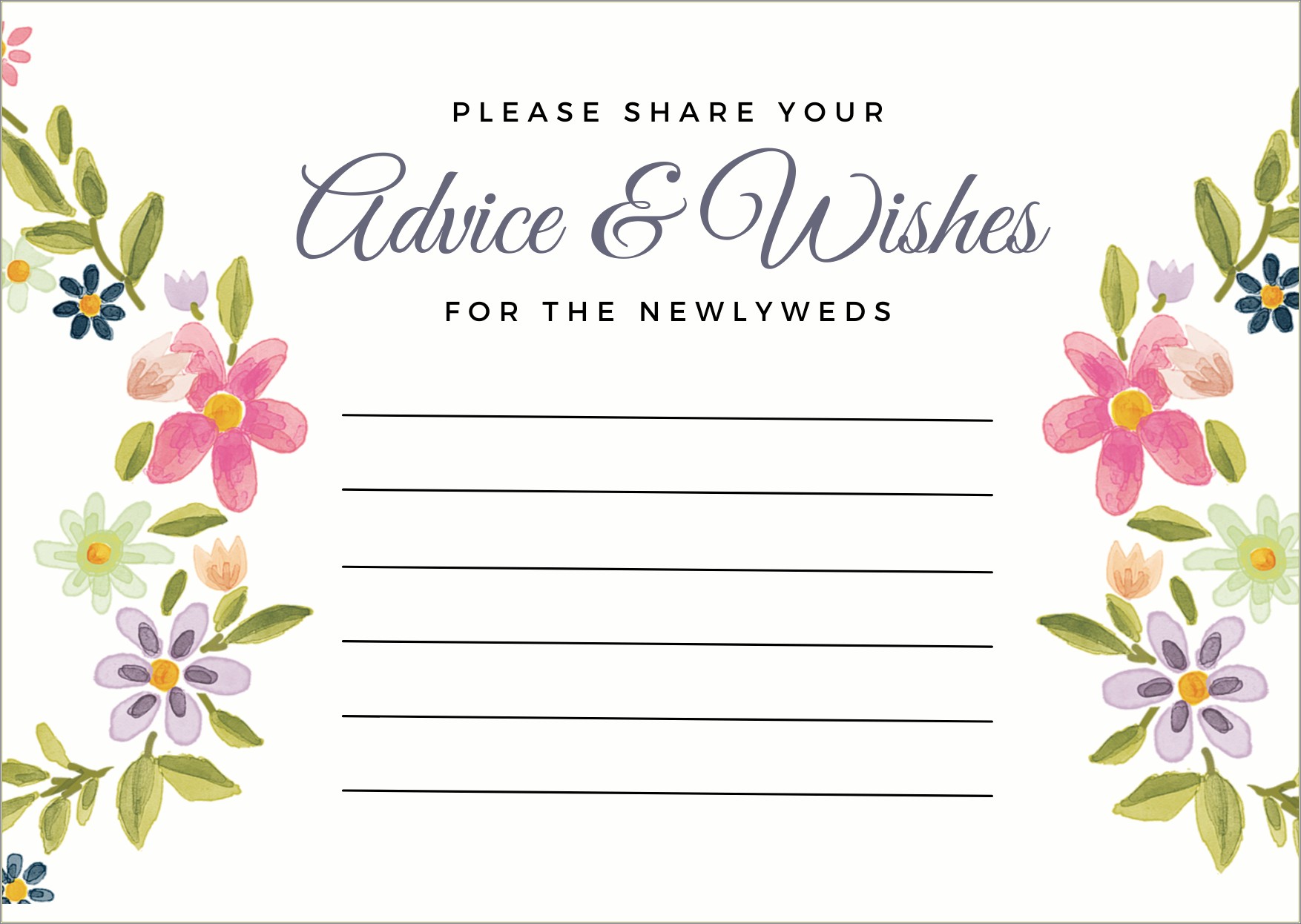 Free Advice Card Template For Wedding