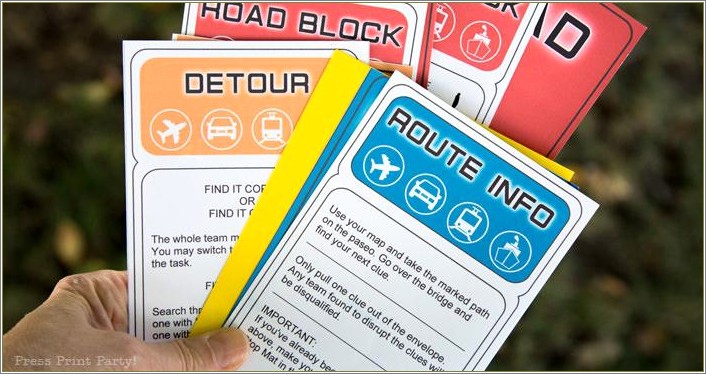 Free Amazing Race Clue Cards Templates