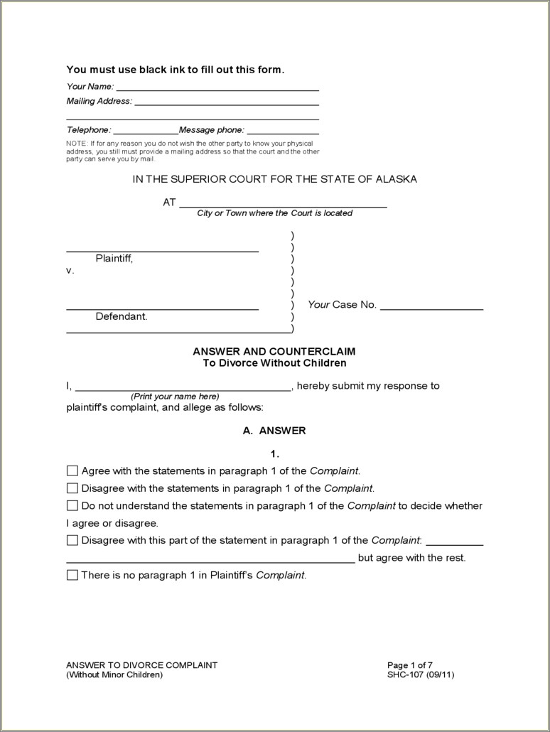 Free Answer And Counterclaim Template Nc