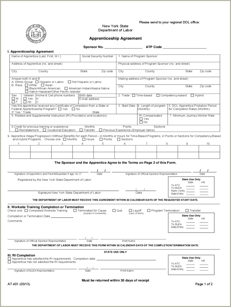 Free Apprentice Contract Of Employment Template