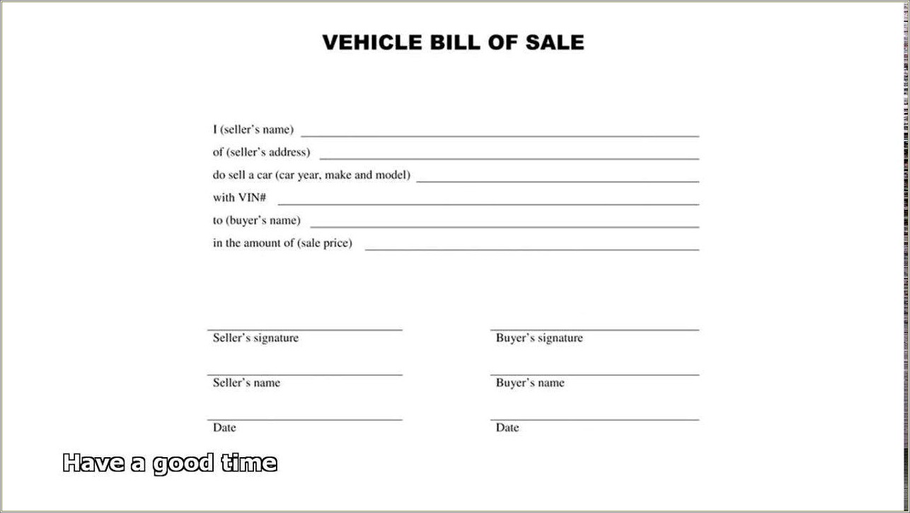 Free Automobile Bill Of Sale Templates