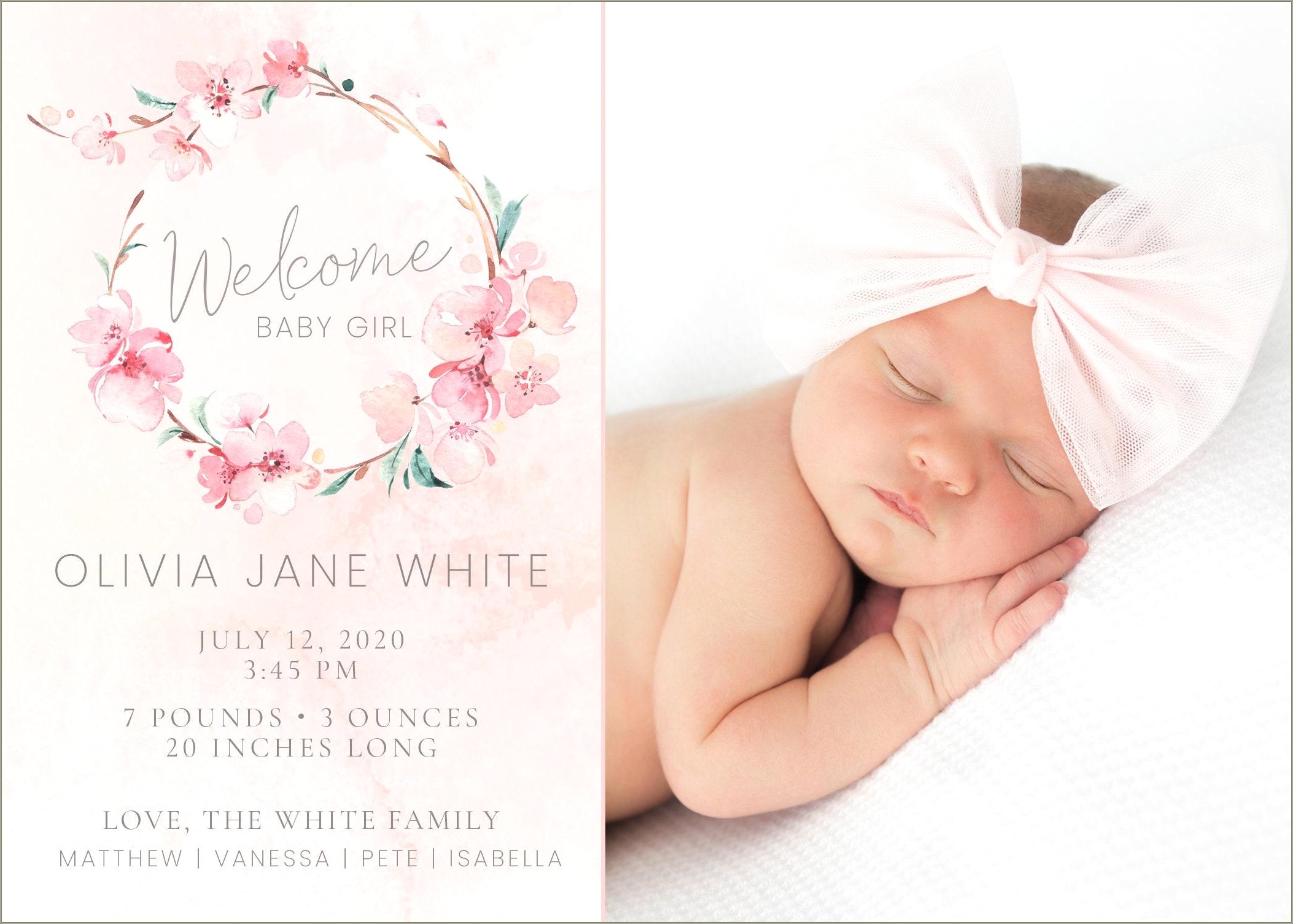 Free Baby Girl Announcement Photoshop Templates