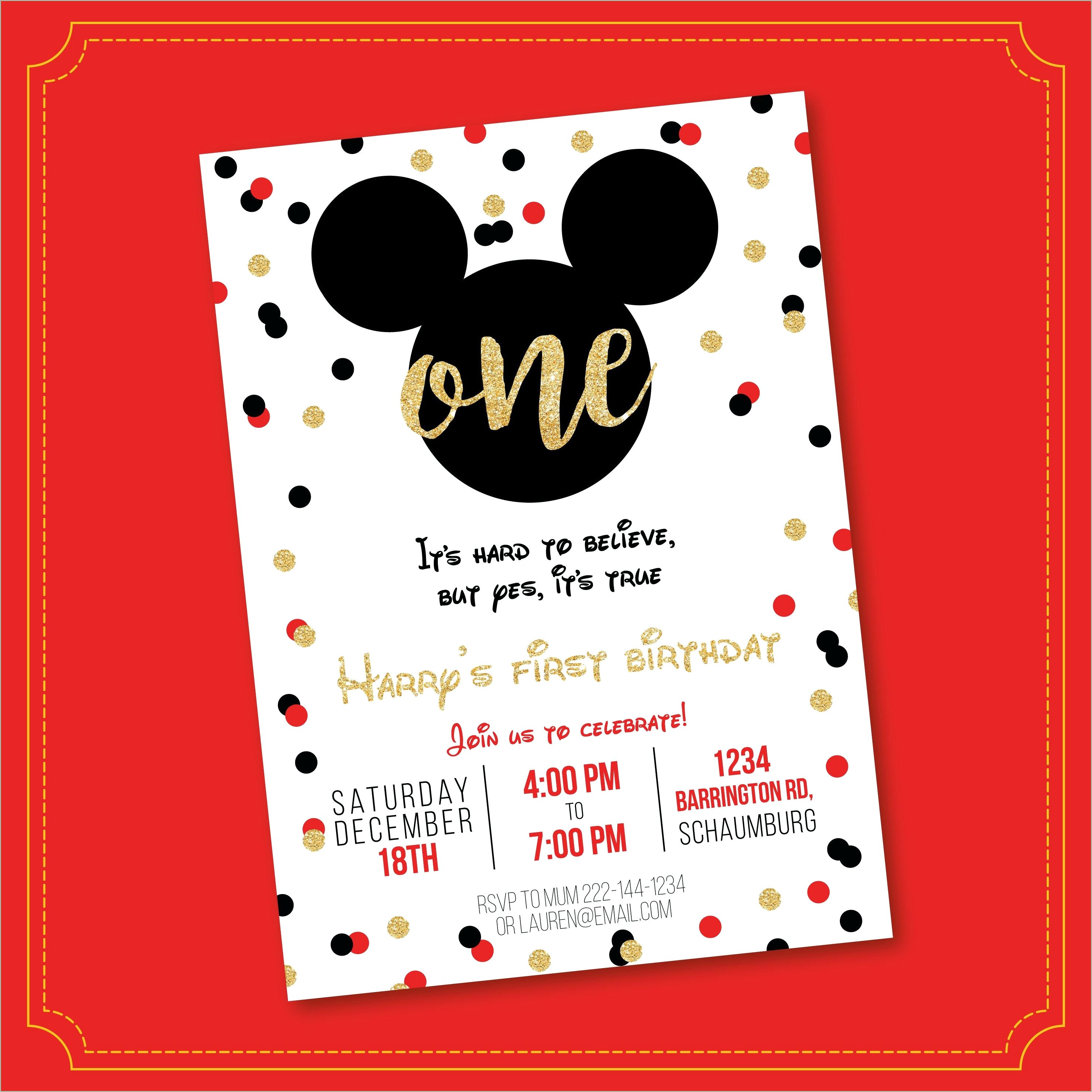 Free Baby Mickey Mouse Invitation Template