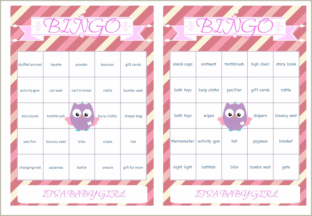Free Baby Shower Bingo Card Templates