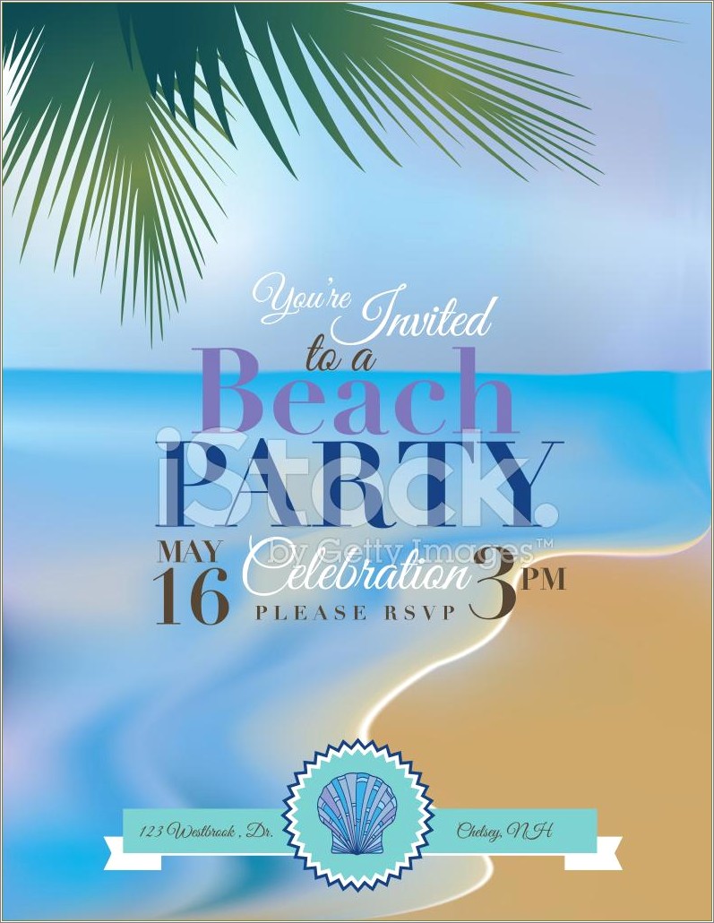 Free Beach Birthday Party Invitation Template