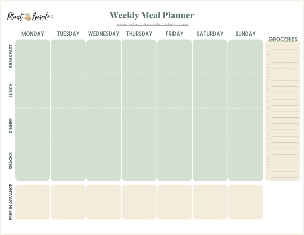 Free Bi Weekly Meal Plan Template