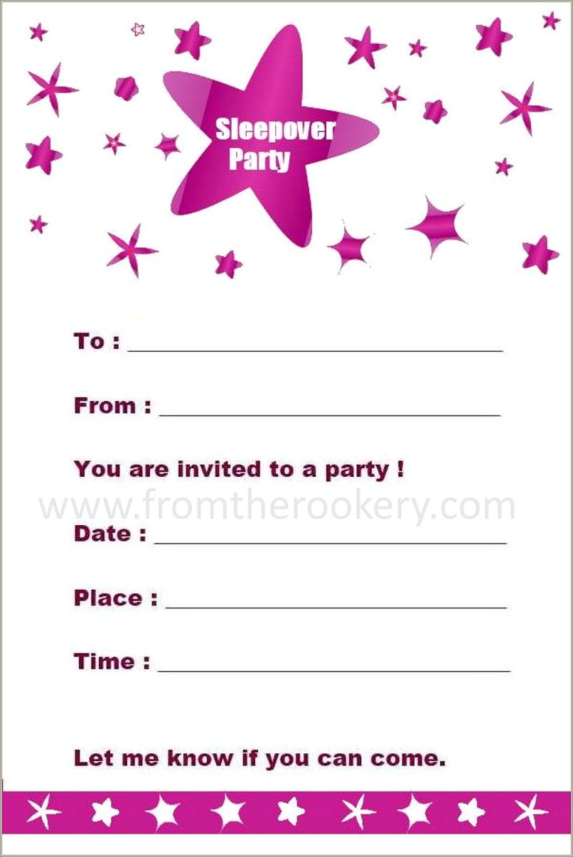 Free Birthday Sleepover Party Invitation Templates