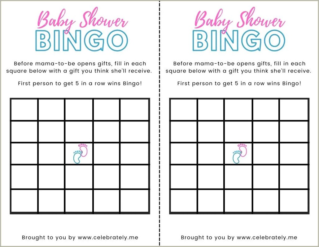 Free Blank Bingo Template Baby Shower