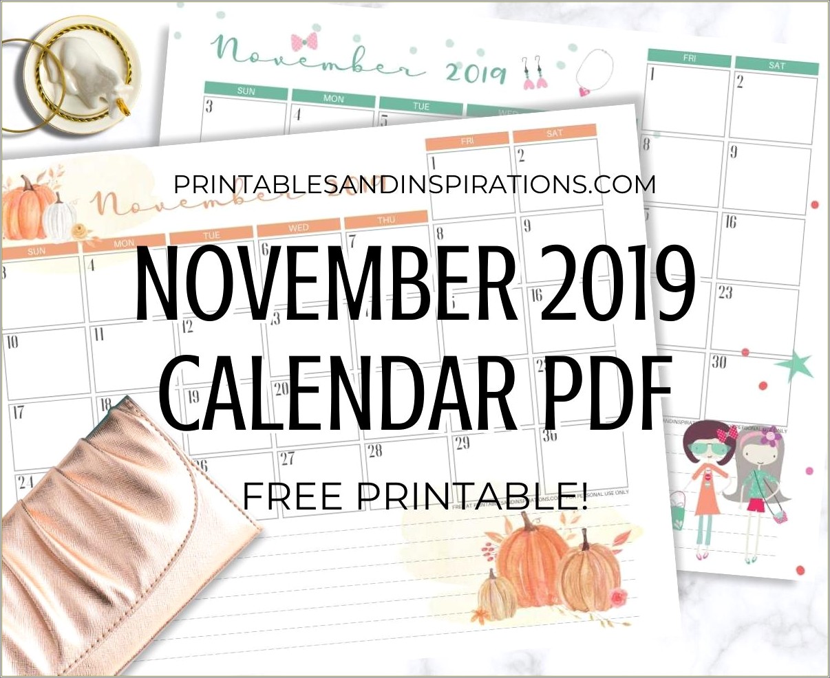 Free Blank Calendar Template November 2019