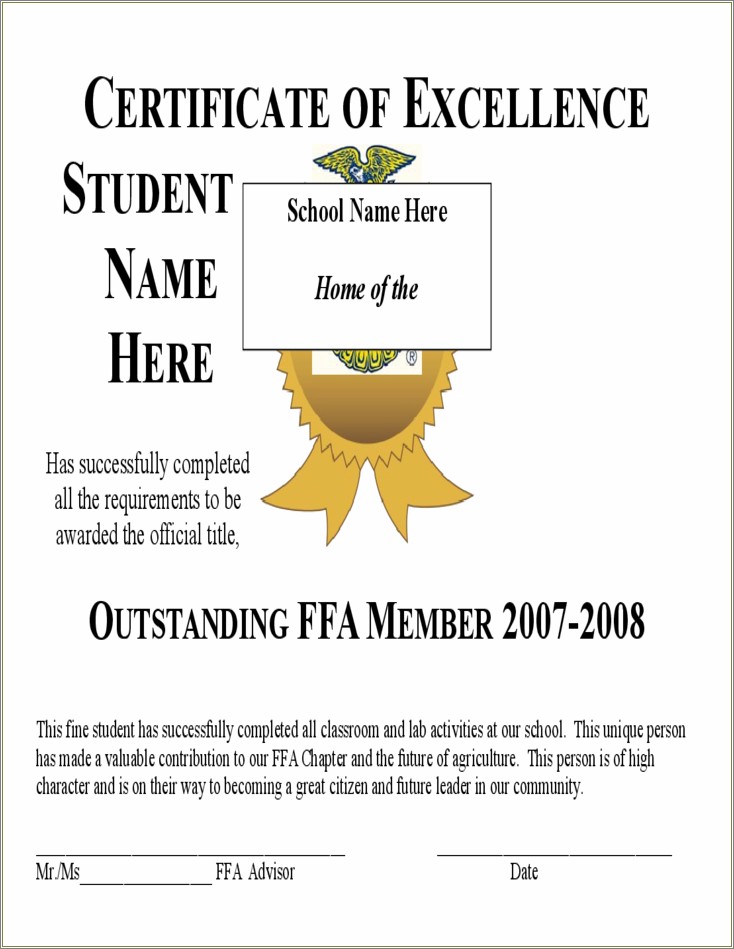 Free Blank Certificate Of Excellence Template