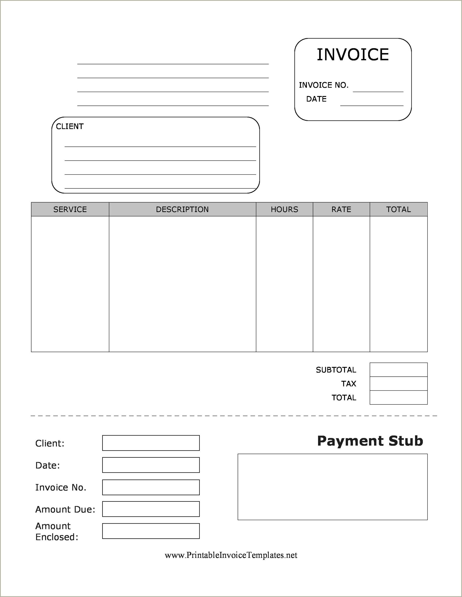 Free Blank Fillable Pay Stub Template