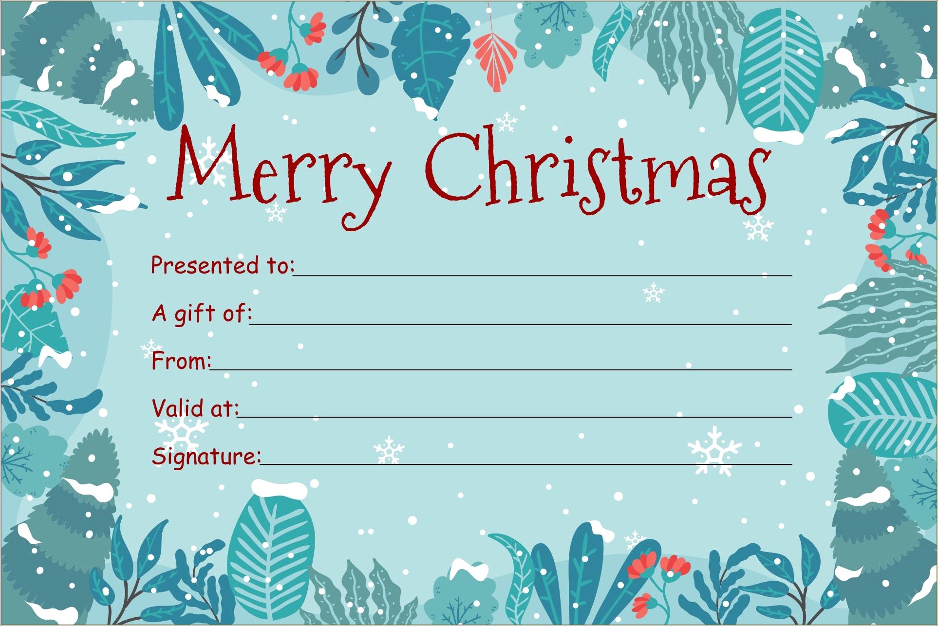 Free Blank Gift Certificate Templates Holidays