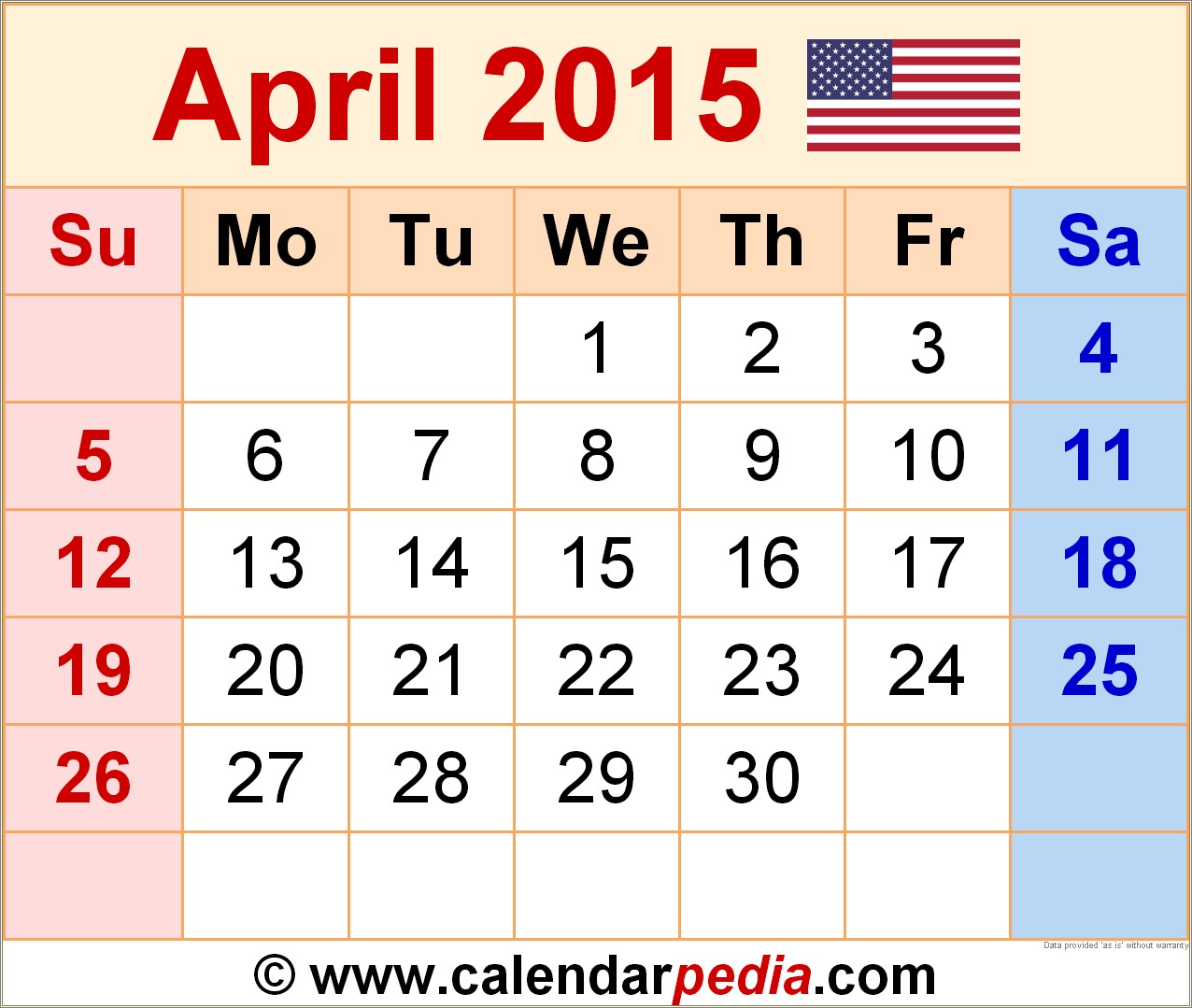 Free Blank Monthly Calendar Template 2015