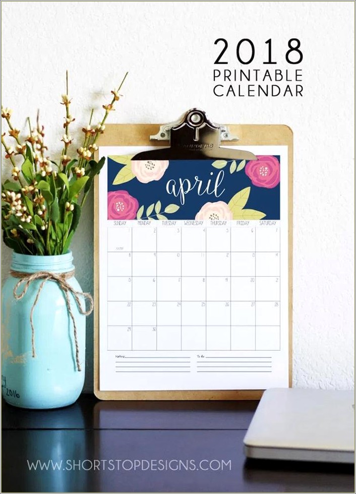 Free Blank Monthly Calendar Template 2018