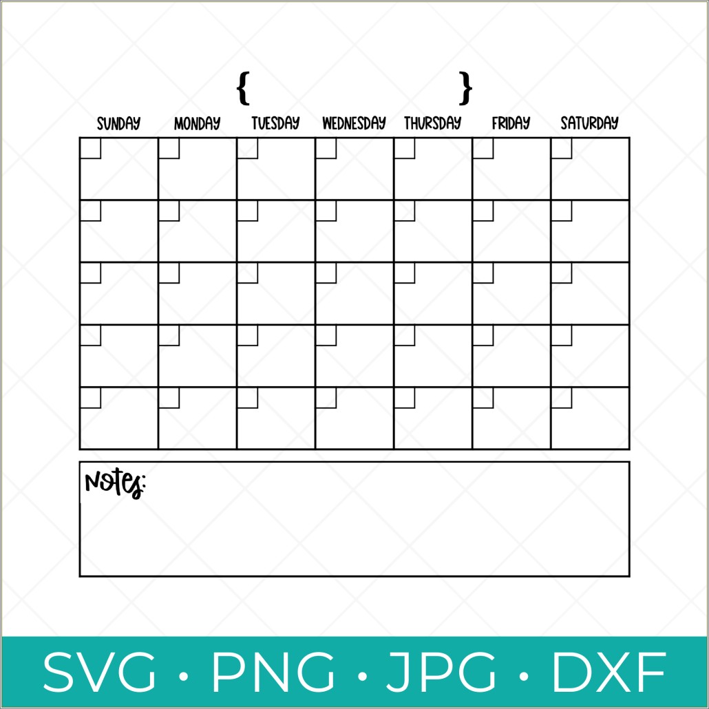 Free Blank Monthly Chalkboard Calendar Template
