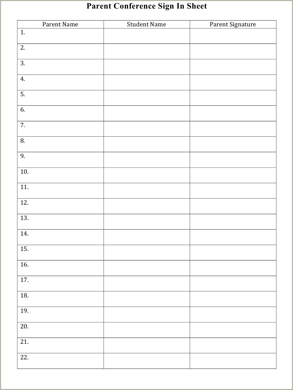Free Blank Sign In Sheet Template