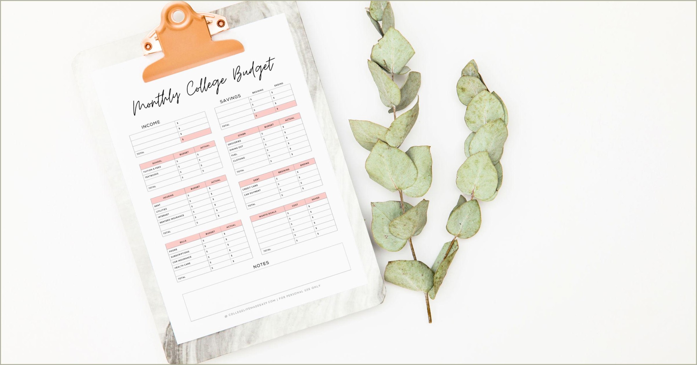 Free Blank Template For Budget Planner