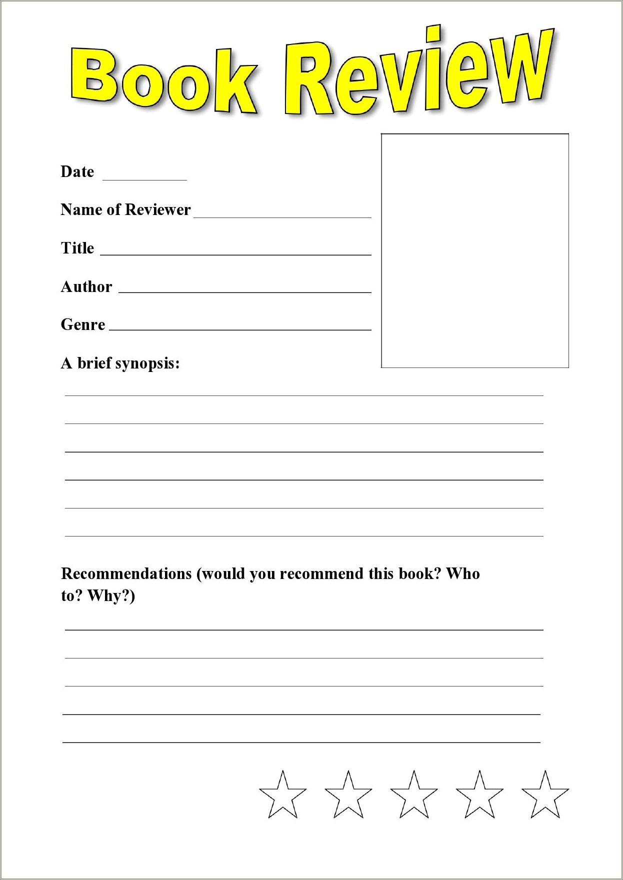 Free Book Review Template Year 4