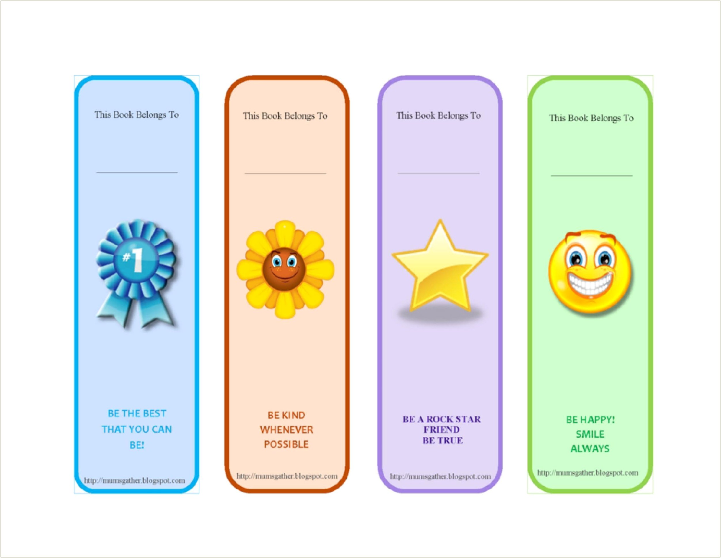 Free Bookmark Template For First Grade