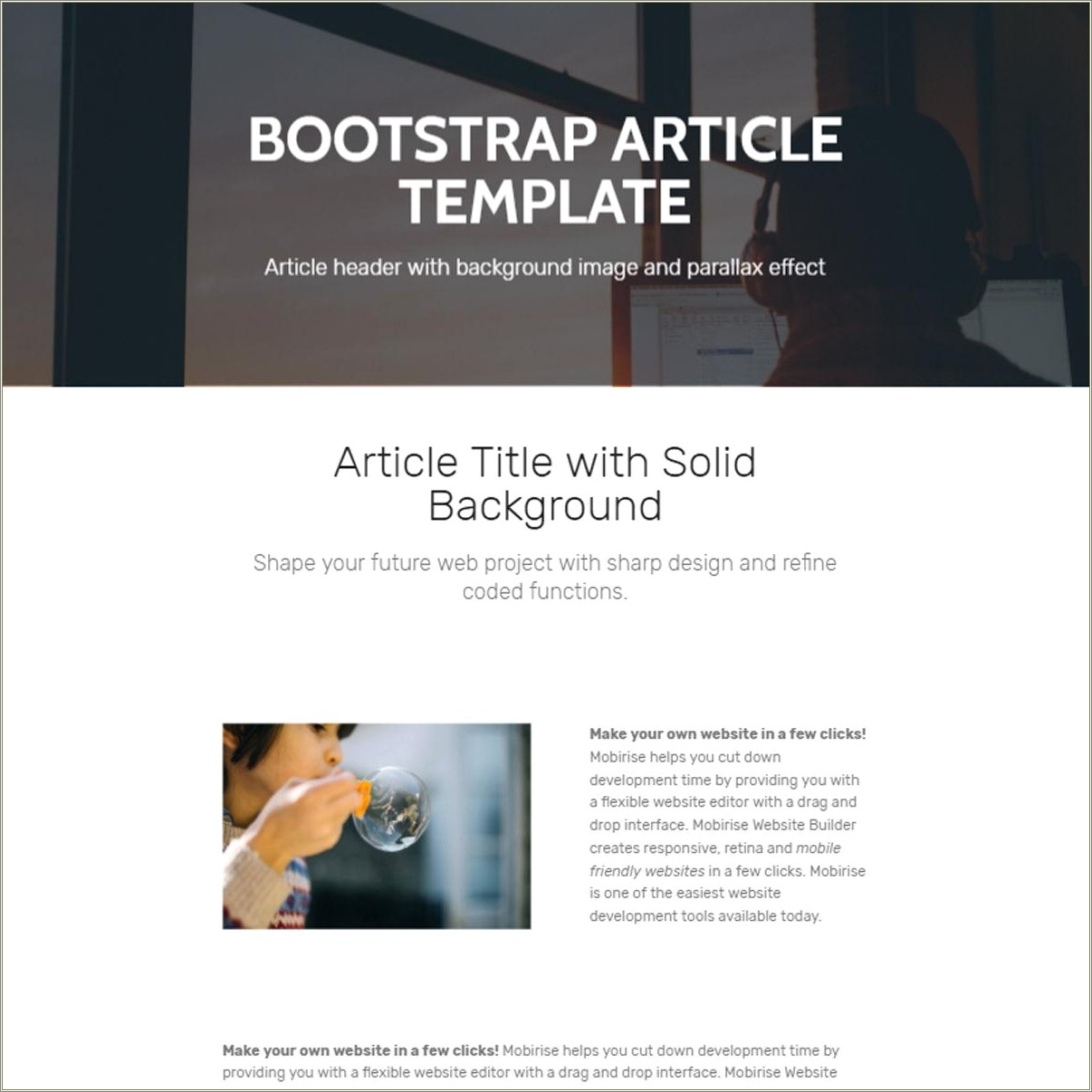 Free Bootstrap One Page Parallax Templates