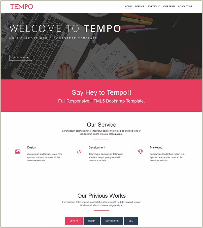Free Bootstrap One Page Portfolio Template