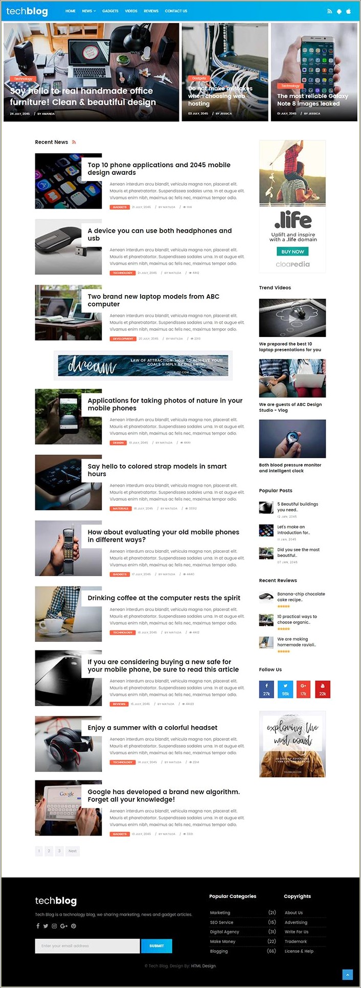 Free Bootstrap Templates For Blog Page