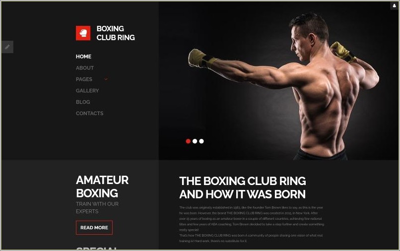 Free Boxing Club Web Page Template