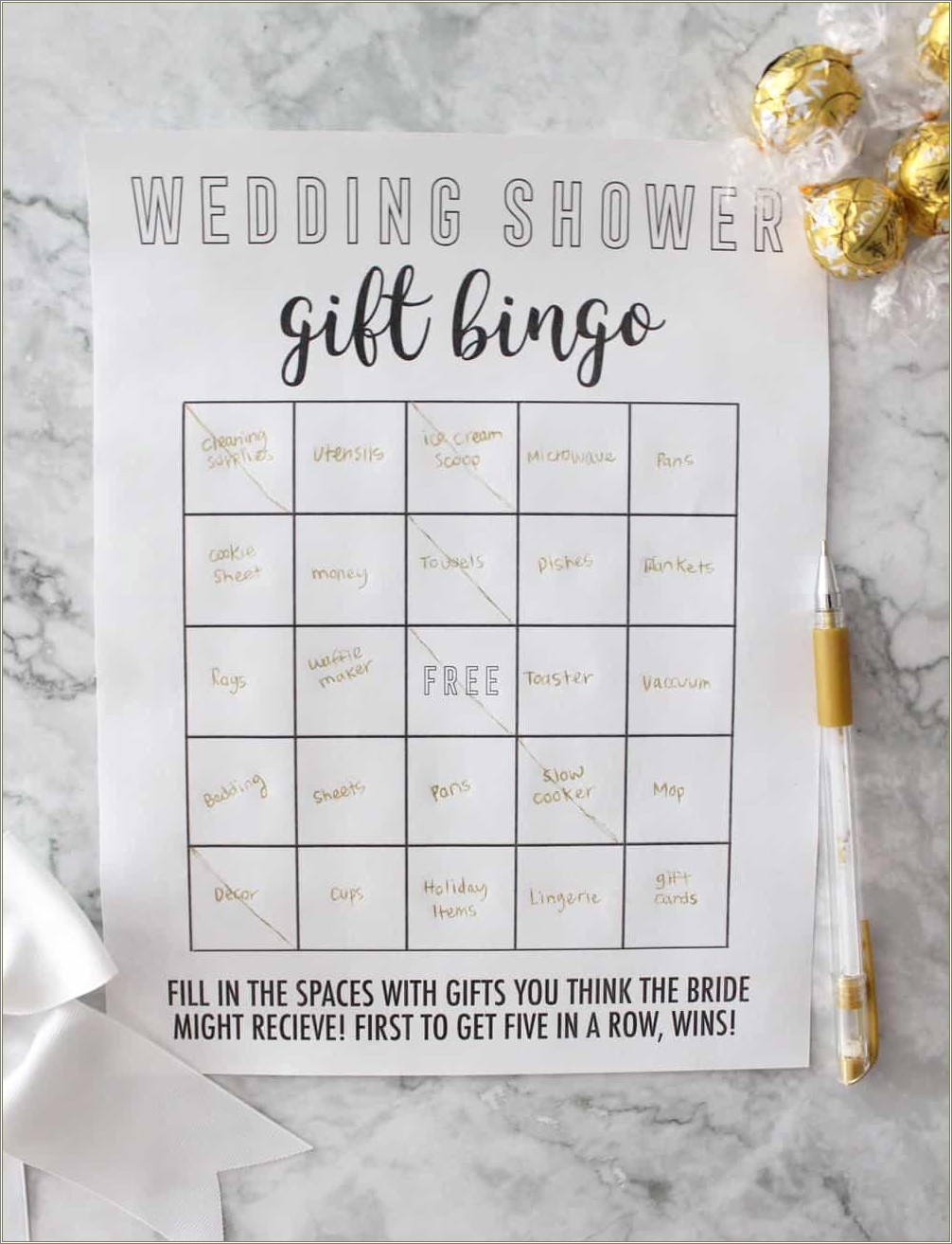 Free Bridal Shower Bingo Game Templates