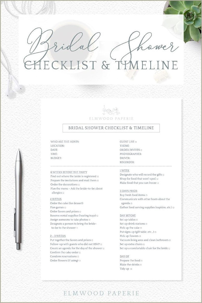 Free Bridal Shower Gift List Template