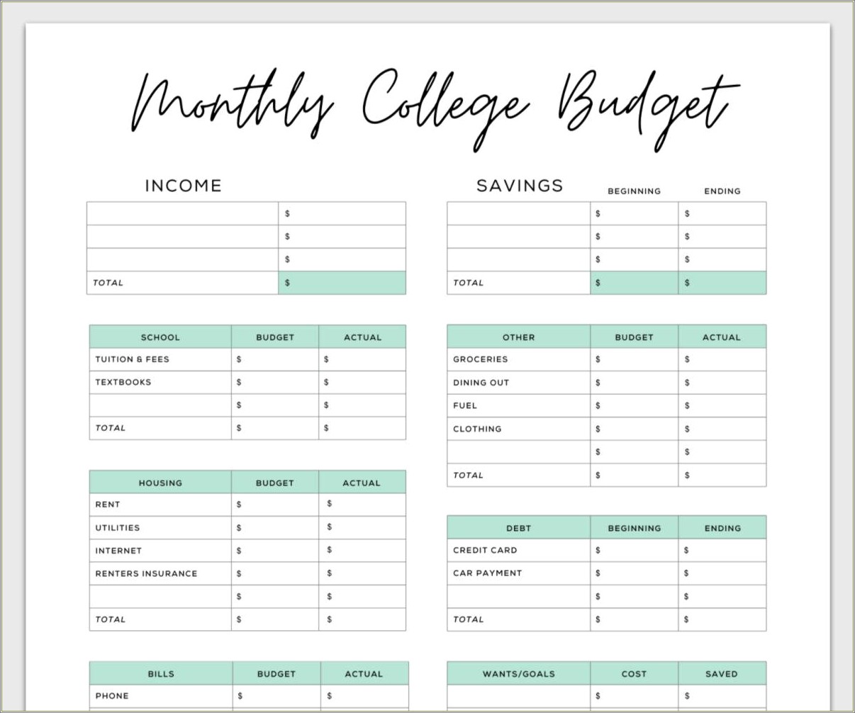 Free Budget Worksheet Template 12 Month