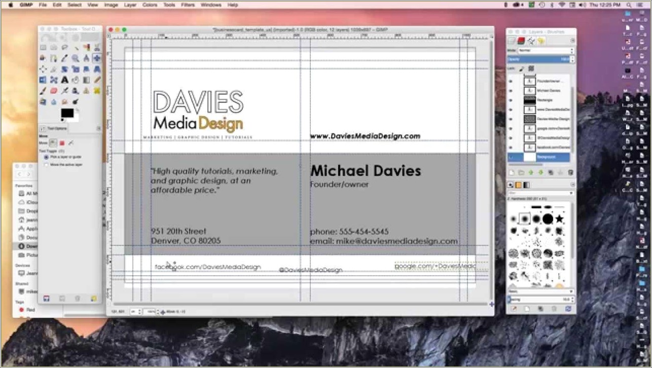 Free Business Card Templates For Gimp