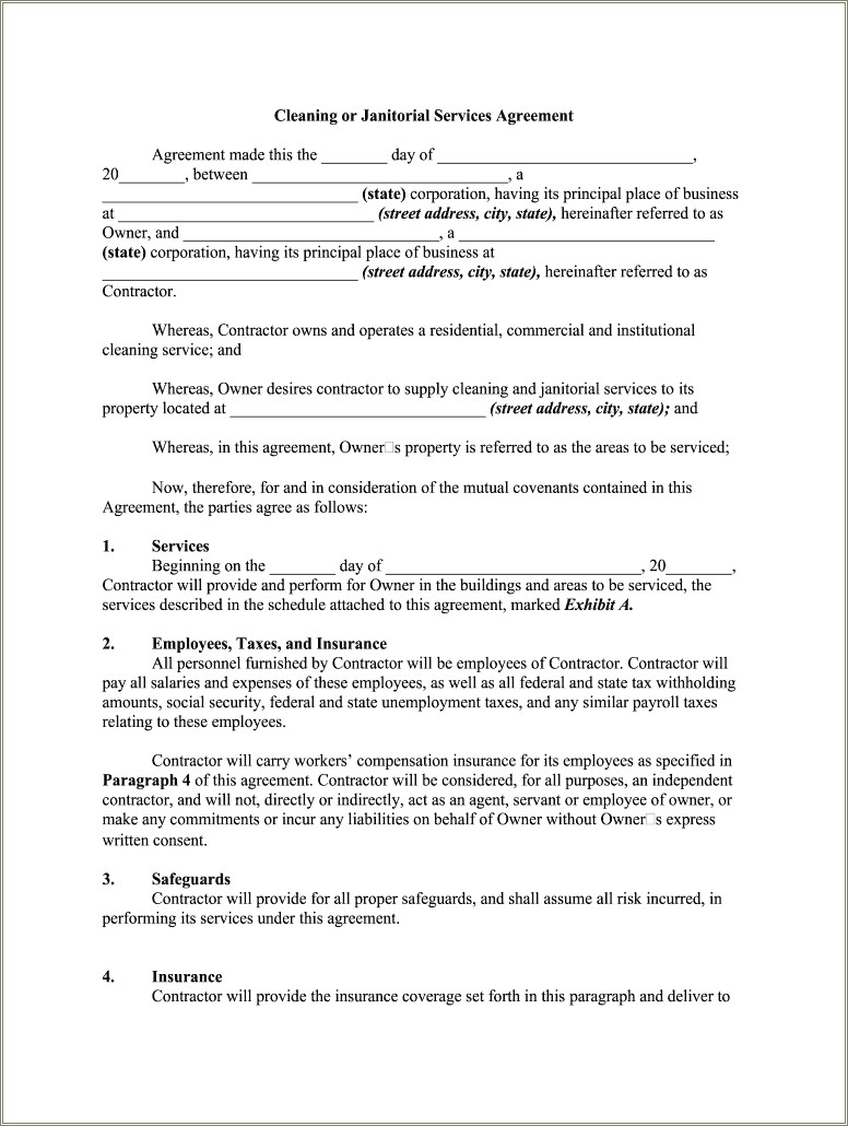 Free Business Contracts For Services Template