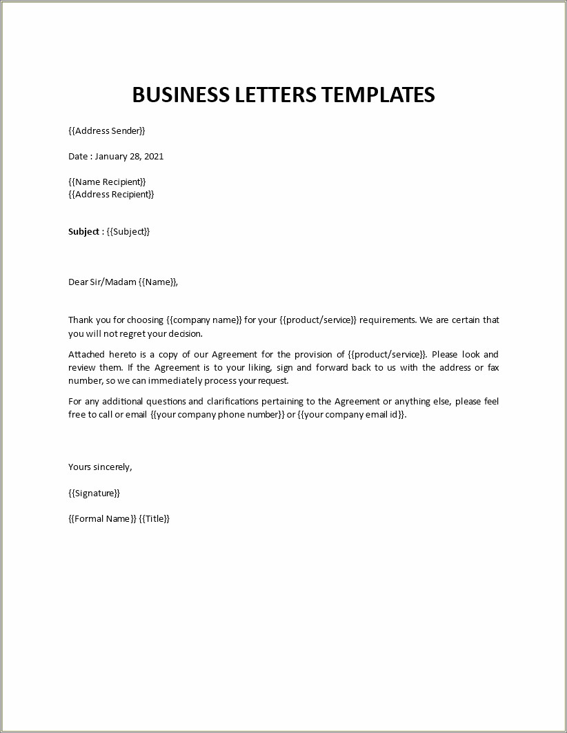 Free Business Letter Template With Logo