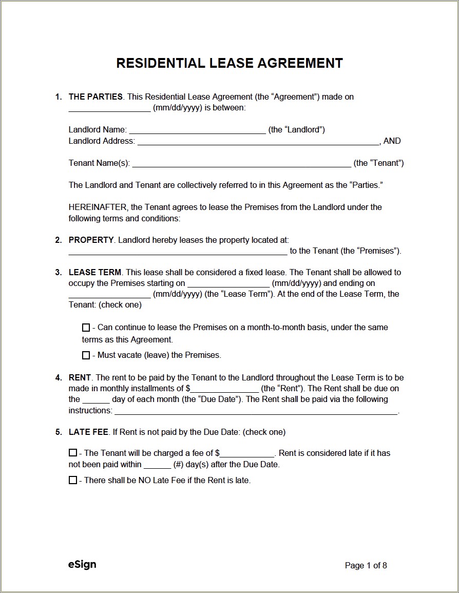 Free Ca Residential Lease Agreement Template