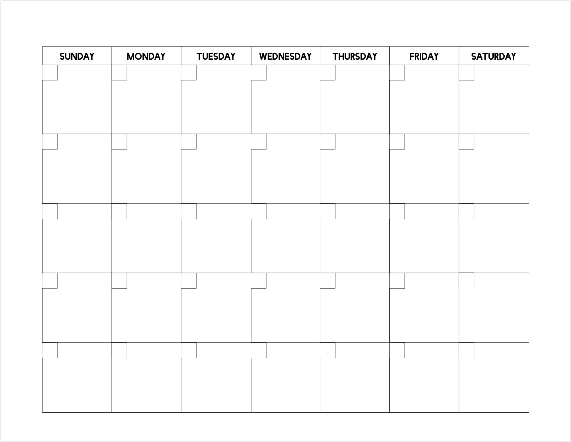 Free Calendar Template To Fill In