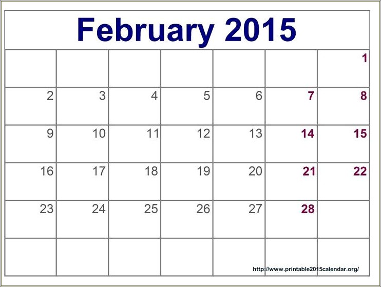 Free Calendar Templates 2015 To Print
