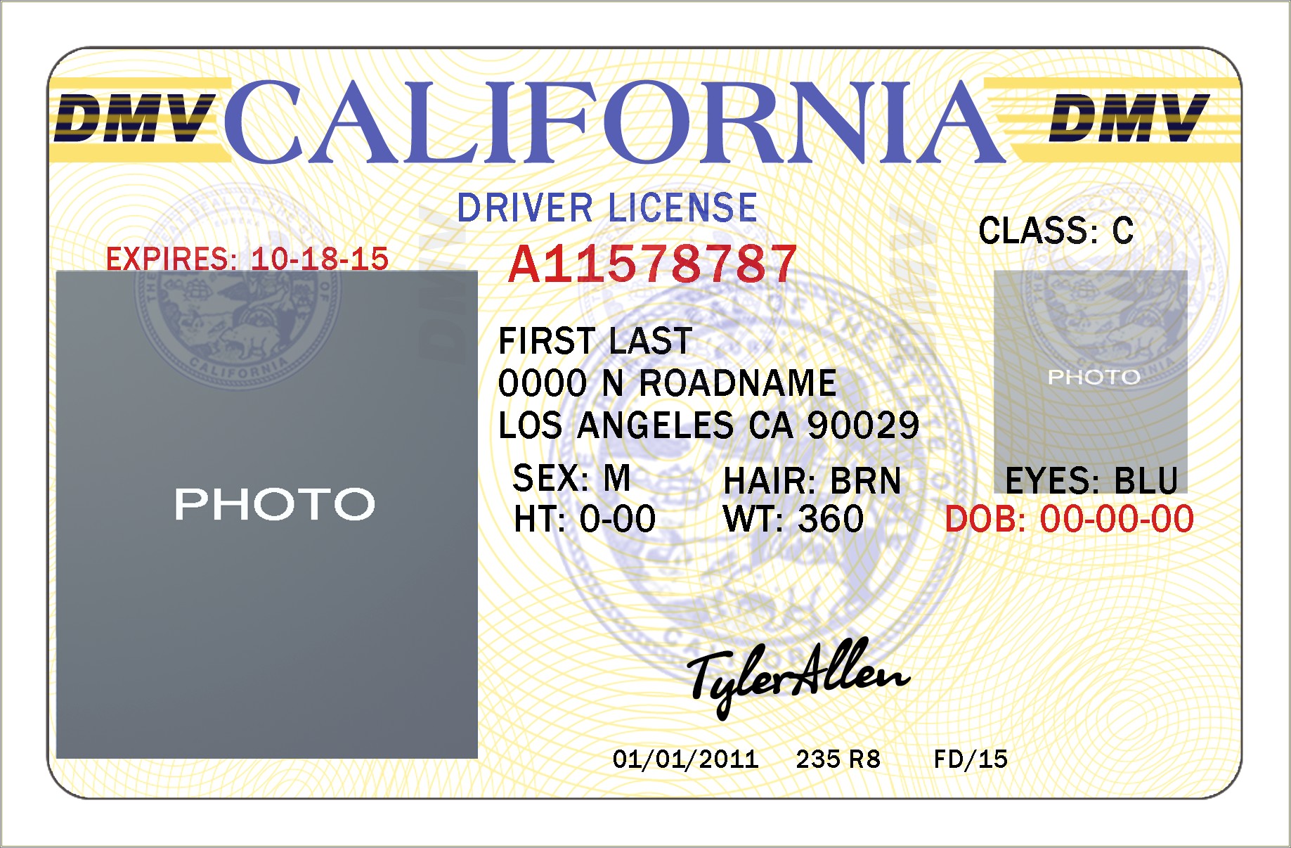Free California Driver License Psd Template