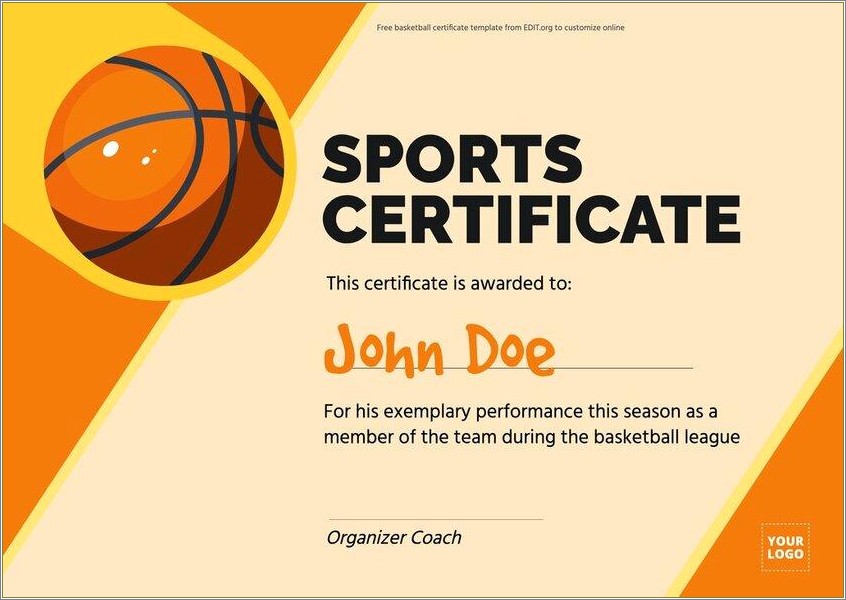 Free Certificate Templates For Word Sports