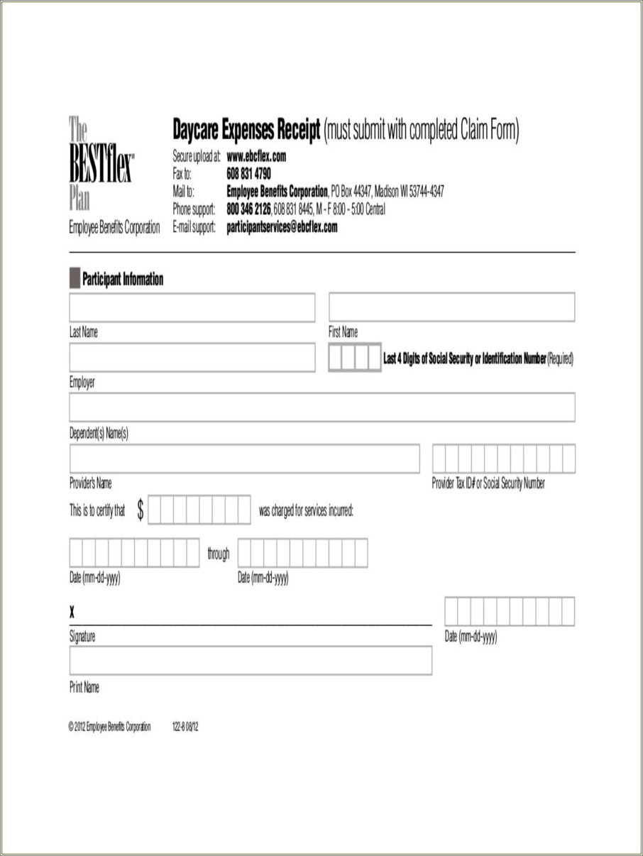 Free Child Care Tax Receipt Template
