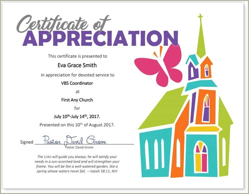 Free Christian Certificate Of Appreciation Template