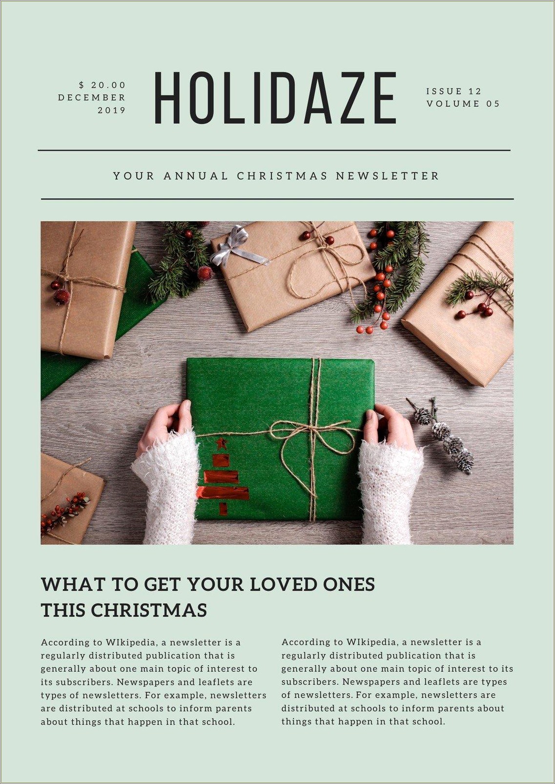 Free Christmas Newsletter Templates For Canva