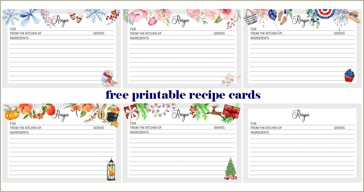 Free Christmas Recipe Card Templates Download