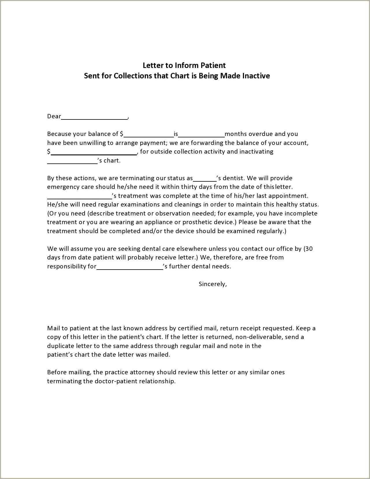 Free Collection Letter Template Final Notice