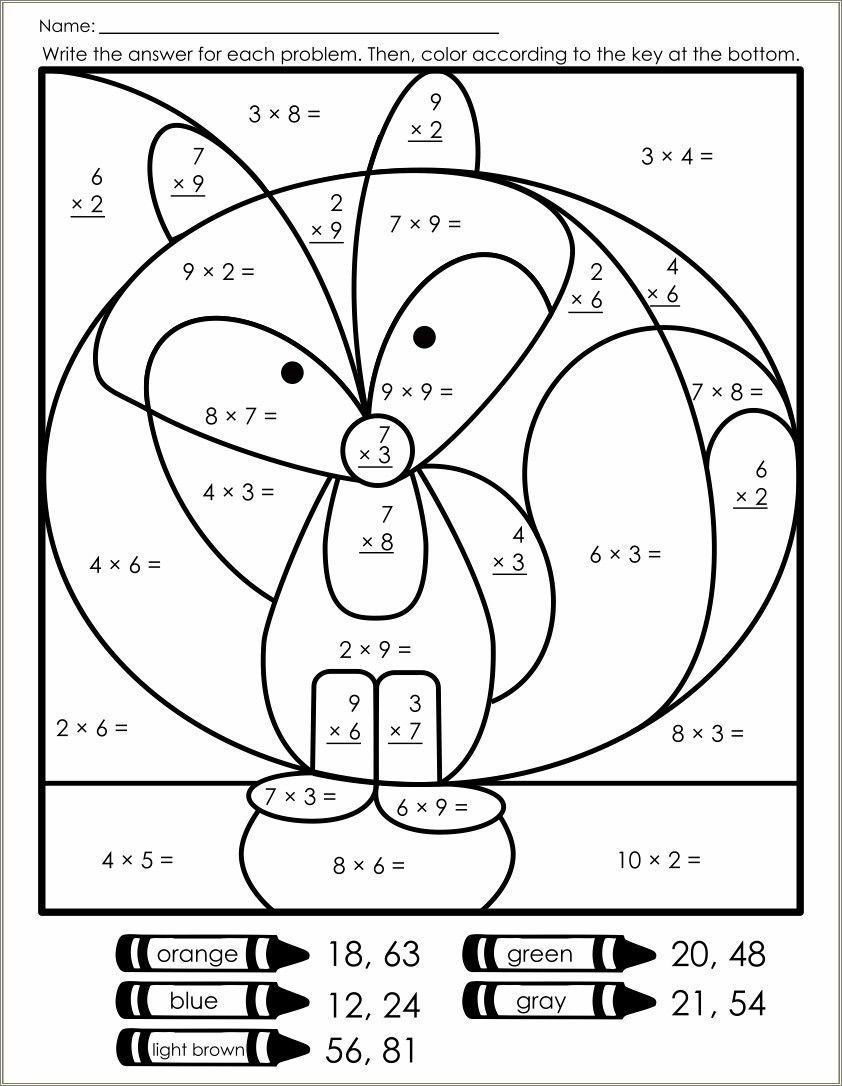 Free Color By Number Templates Multiplication
