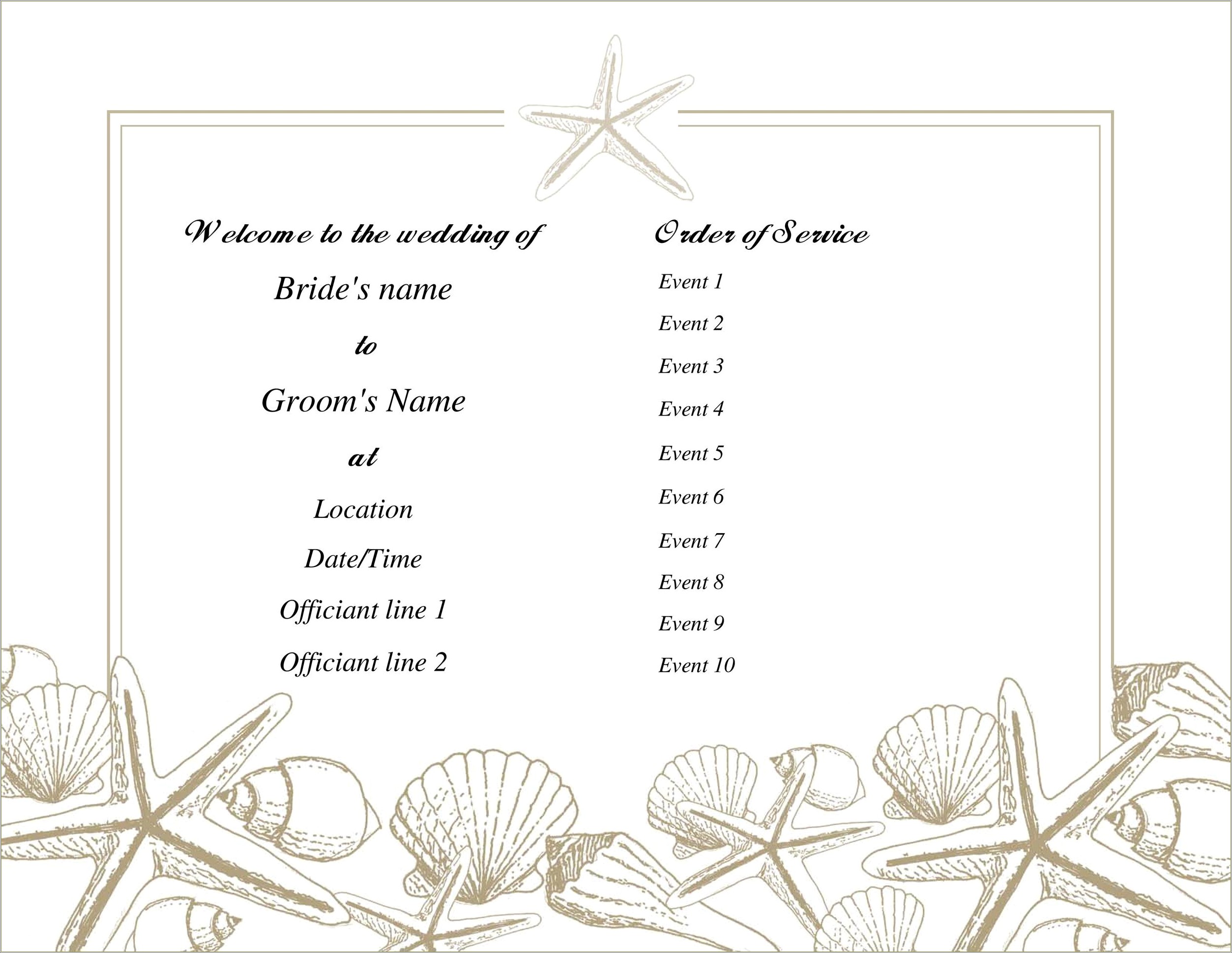 Free Column Booklet Wedding Program Template