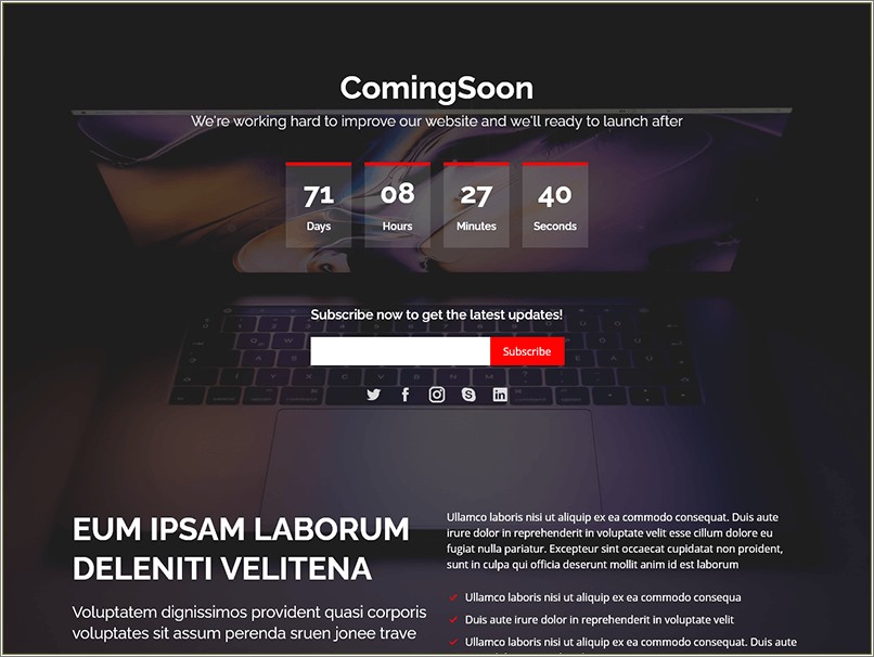 Free Coming Soon Page Template Bootstrap